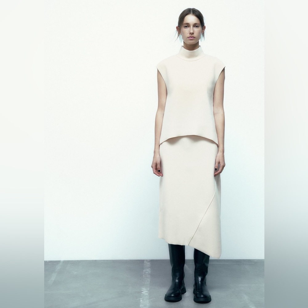 Zara Cream Ecru Boxy Cocoon Top